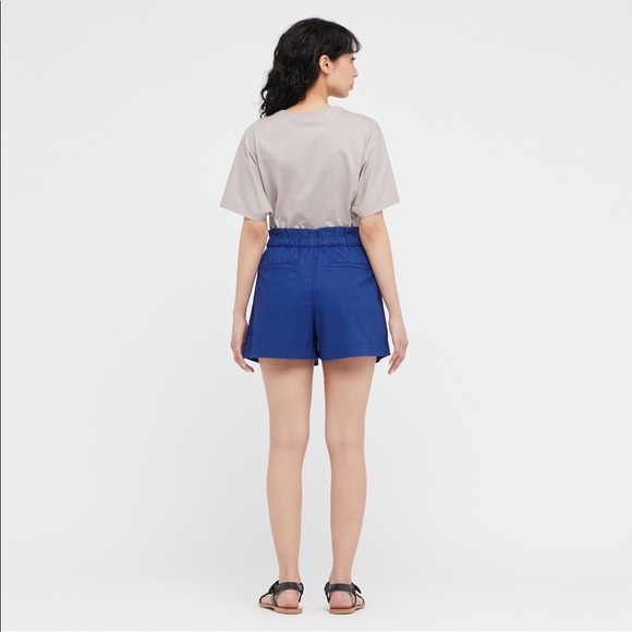 NWT NEVER WORN | Uniqlo Women Linen Cotton Shorts, Blue with stripes, Size XL - Picture 4 of 16